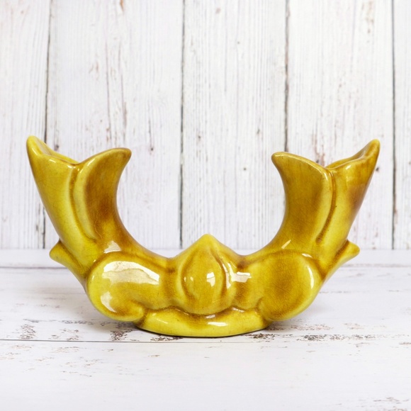 Other - Vintage Art Deco Ceramic Candleholder Candlestick Decorative Yellow Pottery